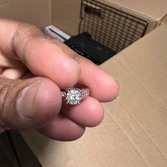 Wedding ring set 10KT White gold - Picture 4 of 17